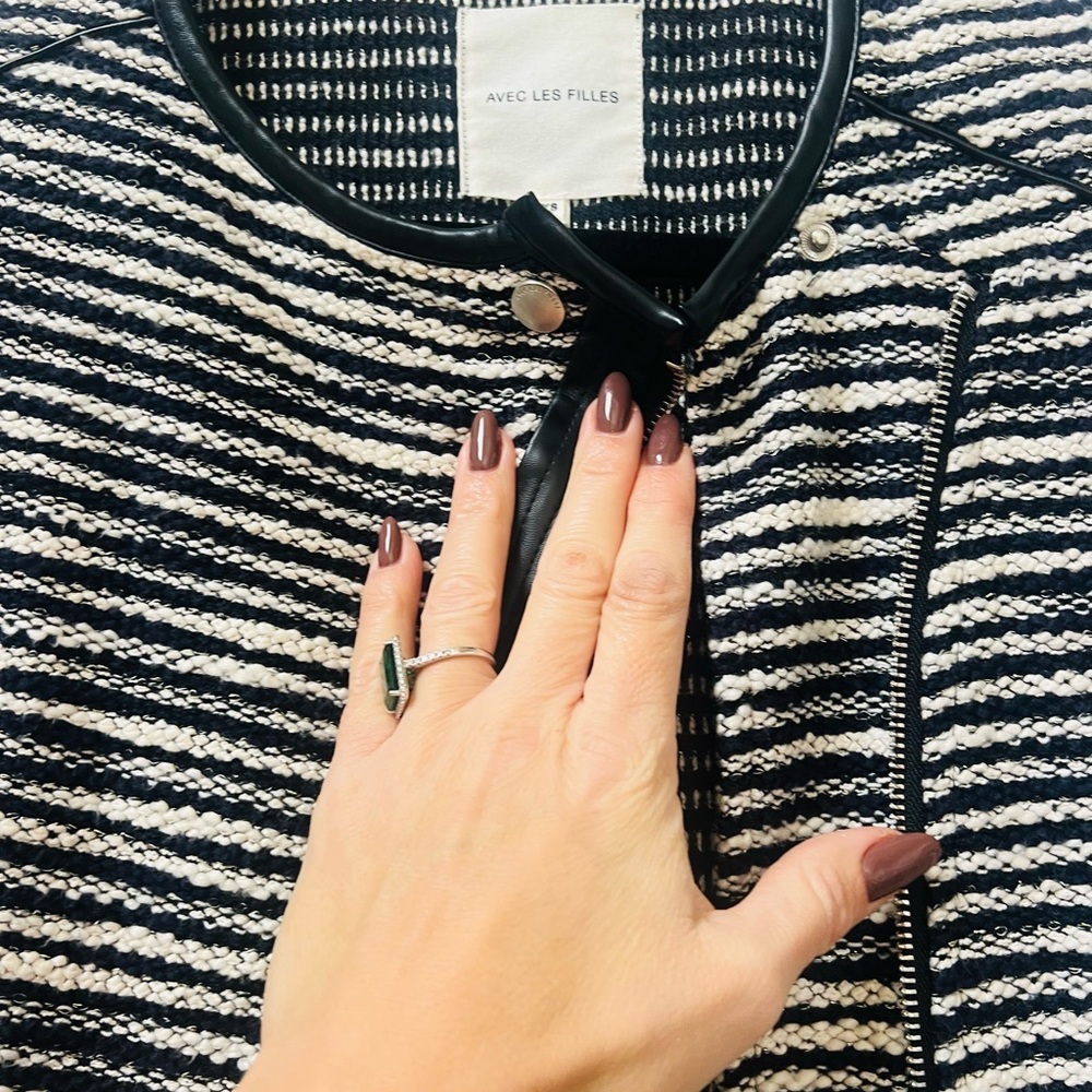 Avec Les Filles Black and White Striped Blazer - Picture 4 of 6